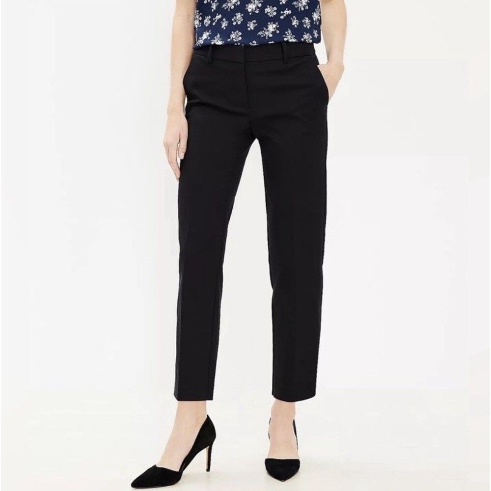 LOFT Riviera Slim Pants Women 4 Black Ankle Workwear 29” waist